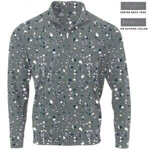NEW SWINGJUICE men's golf splatter quarter zip sweatshirt in cool grey